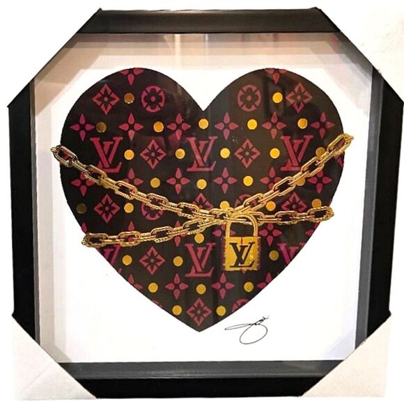Empire Art Direct Louis Vuitton Heart Art w/Chain Framed Wall Decor - Picture 2 of 5